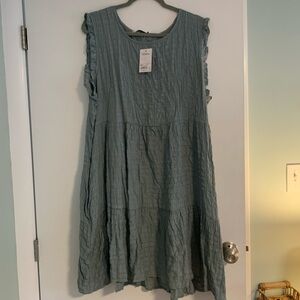 NWT Sonoma puckered tiered dress green size XXL never worn